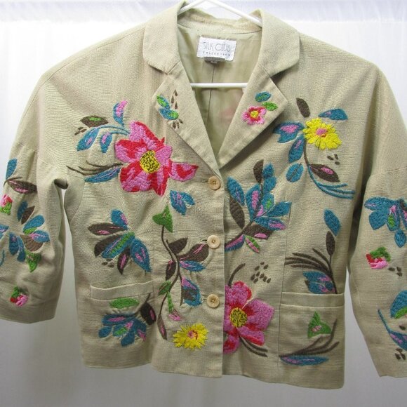 SILK CLUB COLLECTION EMBROIDERED JACKET/BLAZER M - Picture 4 of 8